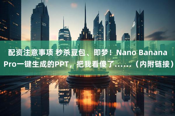 配资注意事项 秒杀豆包、即梦！Nano Banana Pro一键生成的PPT，把我看傻了……（内附链接）